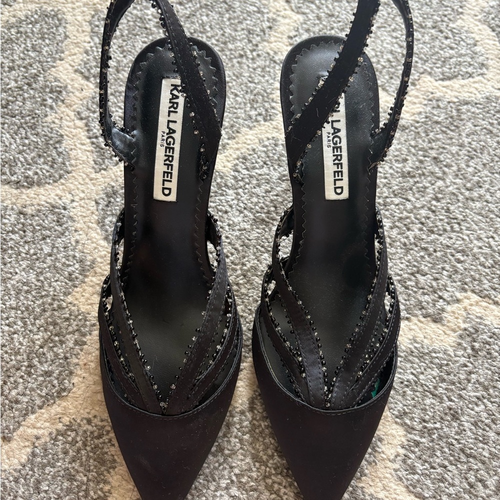 Karl Lagerfeld Elegant Black Strappy Heels